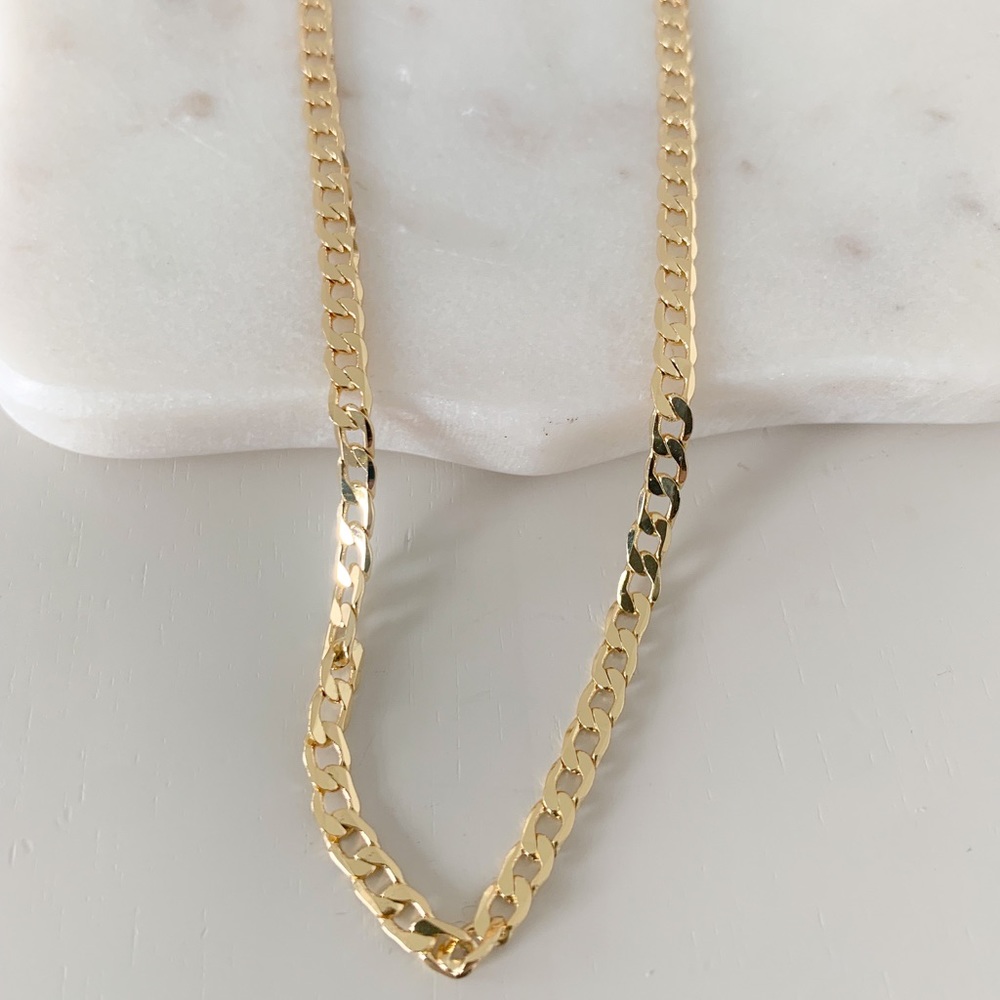 18k Gold Filled Flat Curb Necklace - Picture 3 of 8